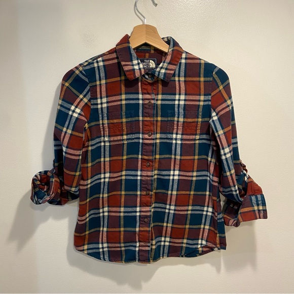 The North Face Medium Weight Long Sleeve Roll Tab Button Up Shirt Womens Small - Picture 11 of 12